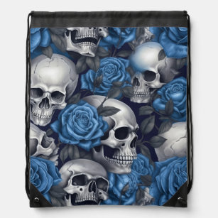 A Skull and Roses Series Design 12 Drawstring Bag