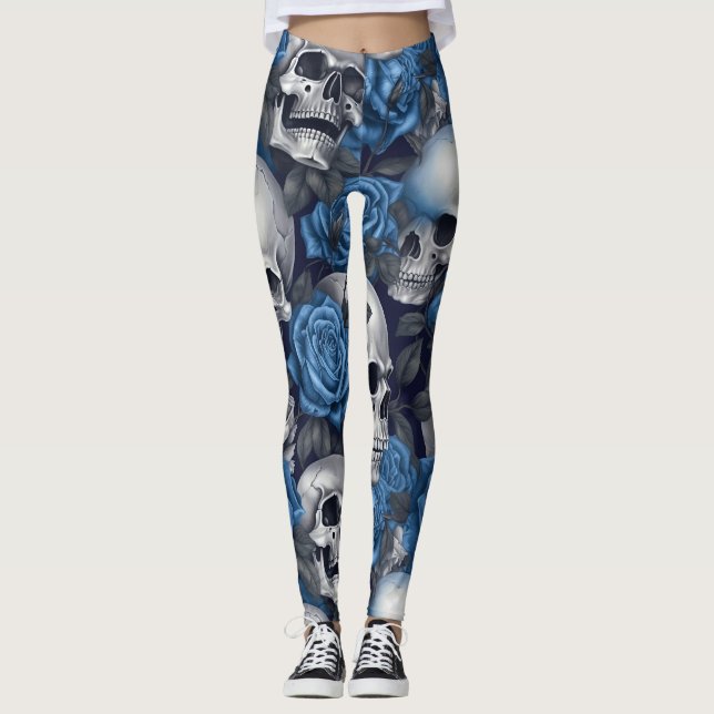 A Skull and Roses Series Design 12 Leggings (Front)
