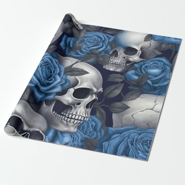 A Skull and Roses Series Design 12 Wrapping Paper (Unrolled)