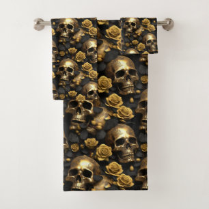 A Skull and Roses Series Design 8 Bath Towel Set