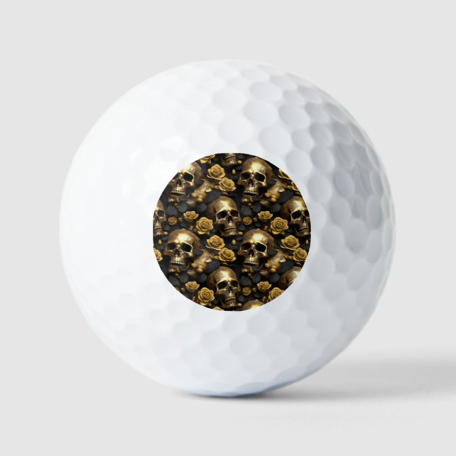 A Skull and Roses Series Design 8 Golf Balls (Front)