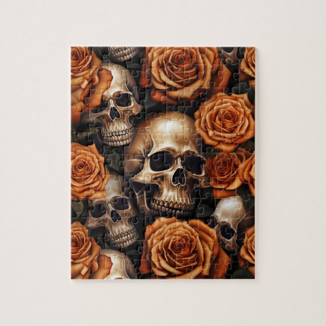 A Skull and Roses Series Design 9 Jigsaw Puzzle (Vertical)