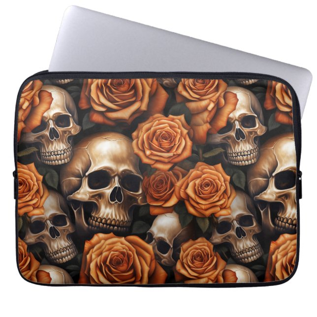 A Skull and Roses Series Design 9 Laptop Sleeve (Front)