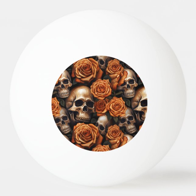 A Skull and Roses Series Design 9 Ping Pong Ball (Front)