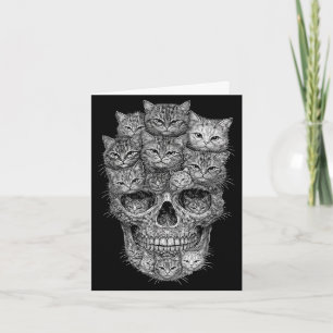 A skull but cats kitty skeleton halloween cat card
