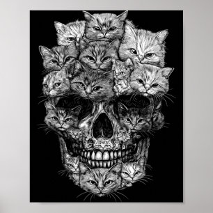 A Skull But Cats Kitty Skeleton Halloween Cat Poster