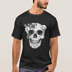 A Skull But It's Cats Dogs Skeleton Halloween Dog  T-Shirt