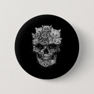 A Skull But It's Cats Kitty Skeleton Halloween Cat 6 Cm Round Badge