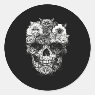 A Skull But Its Cats Kitty Skeleton Halloween Cat Classic Round Sticker