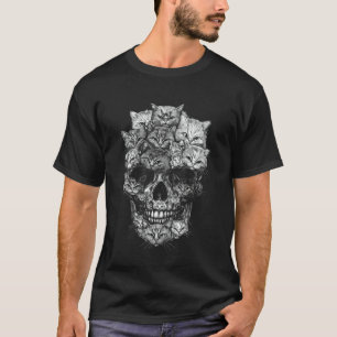 A Skull But It's Cats Kitty Skeleton Halloween Cat T-Shirt