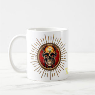 A skull coffee mug