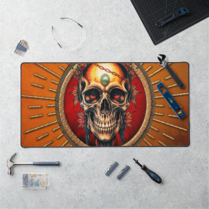 A skull desk mat