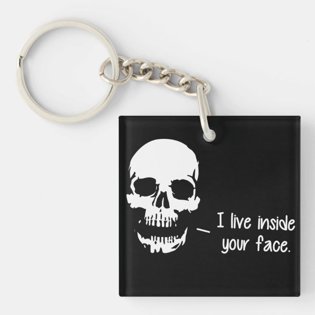 A Skull Lives Inside Your Face Key Ring (Front)