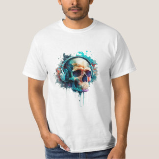 A skull wearing headphones enjoy the life! T-Shirt