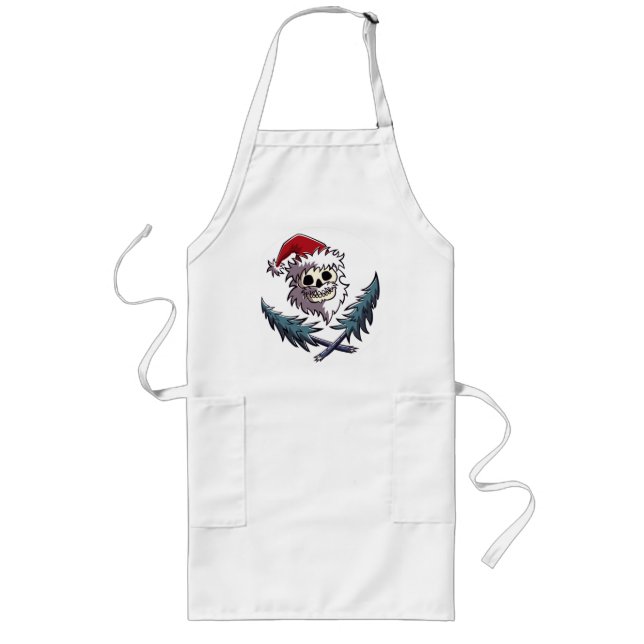 a skull with beard in Santa Claus hat Long Apron (Front)