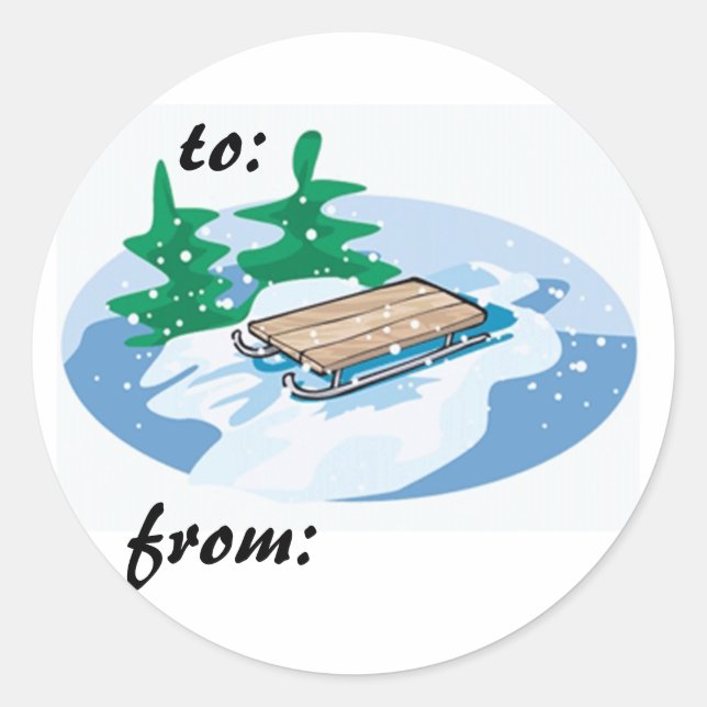 a sledding we will go classic round sticker (Front)