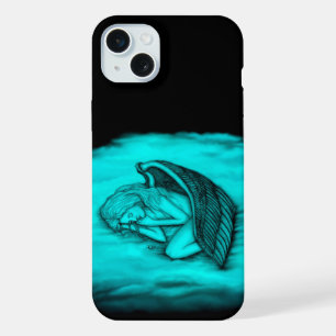 A sleeping Angel , Black and Green Design iPhone 15 Plus Case