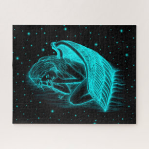 A sleeping Angel , Black and Green Design Jigsaw Puzzle
