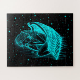 A sleeping Angel , Black and Green Design Jigsaw Puzzle