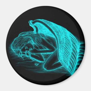 A sleeping Angel , Black and green Design Magnet