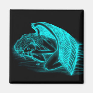 A sleeping Angel , Black and green Design Magnet