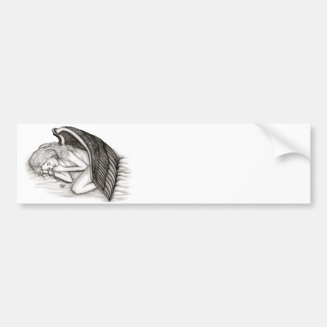 A sleeping Angel , black and white Bumper Sticker (Front)