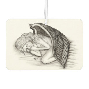 A sleeping Angel , black and white Car Air Freshener