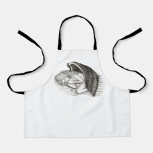 A sleeping Angel , Black and White Design Apron