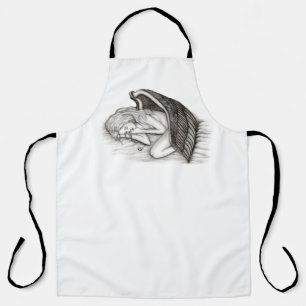 A sleeping Angel , Black and White Design Apron