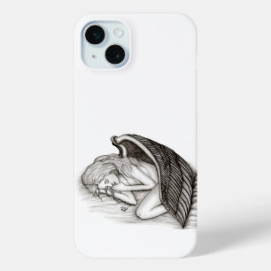 A sleeping Angel , black and white design iPhone 15 Mini Case
