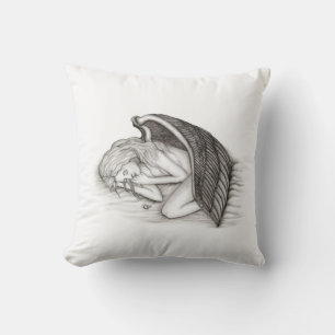 A sleeping Angel , Black and White Design Cushion