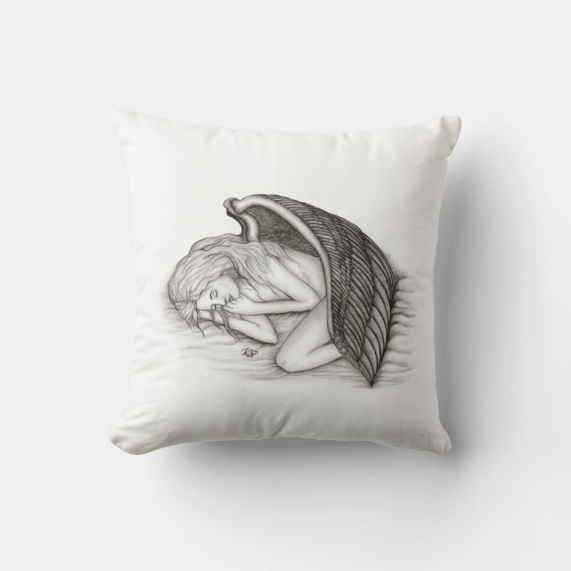 A sleeping Angel , Black and White Design Cushion (Front)