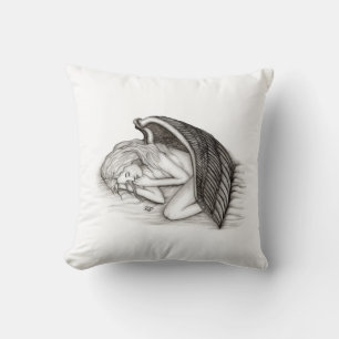 A sleeping Angel , Black and White Design Cushion
