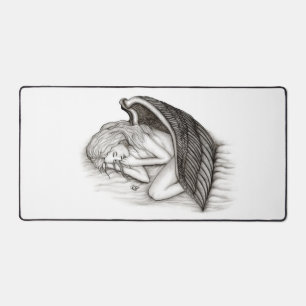 A sleeping Angel , black and white design Desk Mat