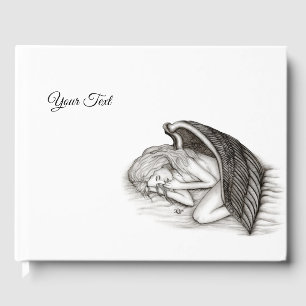 A sleeping Angel , Black and white Design Guest Book