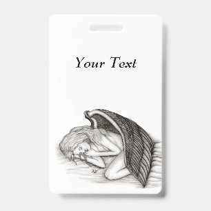 A sleeping Angel , Black and white Design ID Badge