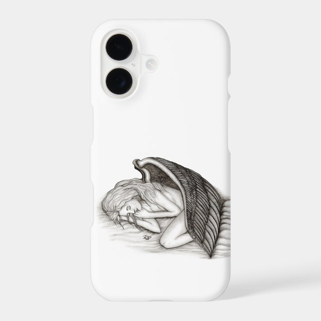 A sleeping Angel , black and white design iPhone Case (Back)