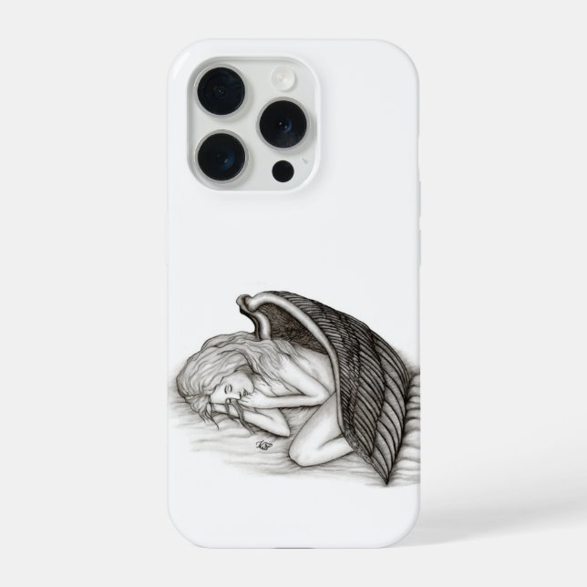 A sleeping Angel , black and white design iPhone Case (Back)