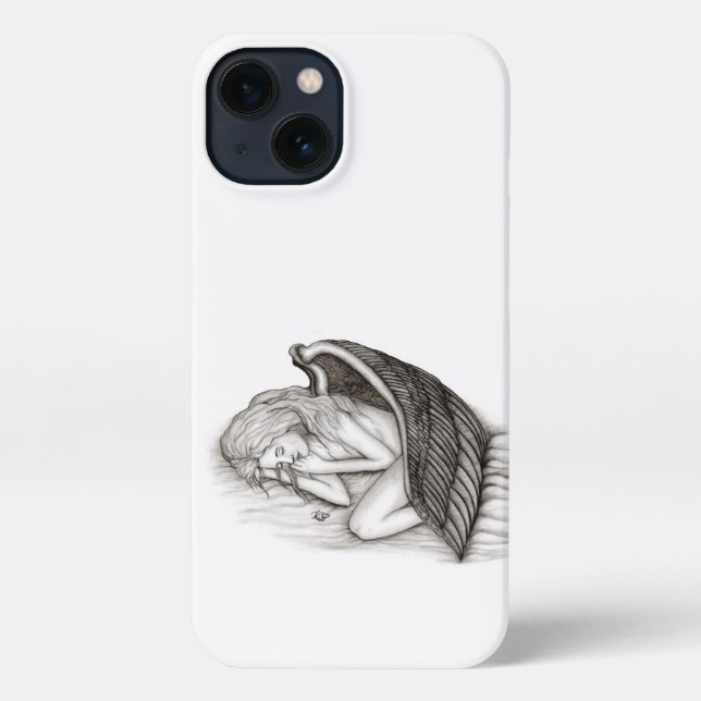 A sleeping Angel , black and white design iPhone Case (Back)