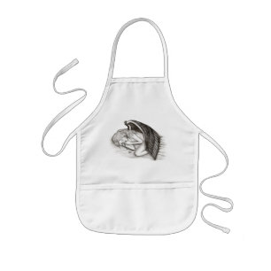 A sleeping Angel , Black and White Design Kids Apron