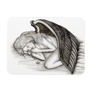 A sleeping Angel , Black and white Design Magnet