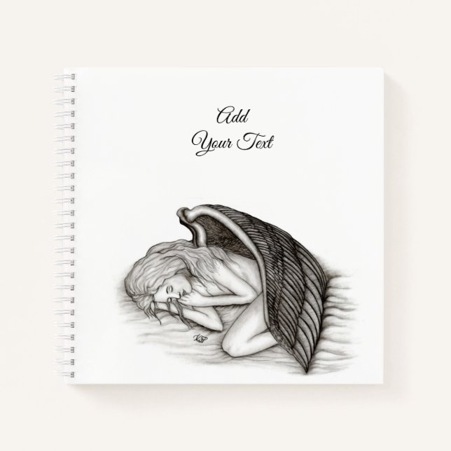 A sleeping Angel , Black and white Design Notebook (Front)
