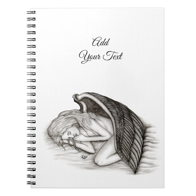 A sleeping Angel , Black and white Design Notebook (Front)