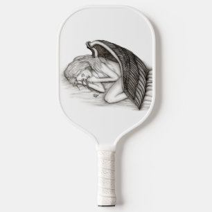 A sleeping Angel , Black and White Design Pickleball Paddle