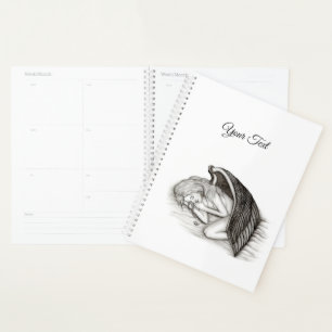 A sleeping Angel , Black and white Design Planner