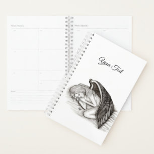 A sleeping Angel , Black and white Design Planner