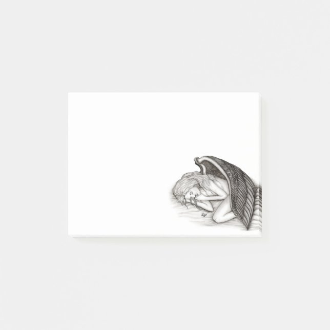 A sleeping Angel , Black and white Design Post-it Notes (Front)