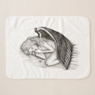 A sleeping Angel , Black and White Design Sherpa Blanket