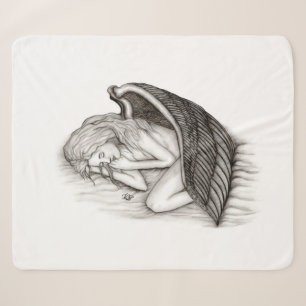 A sleeping Angel , Black and White Design Sherpa Blanket