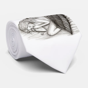 A sleeping Angel , Black and White Design Tie